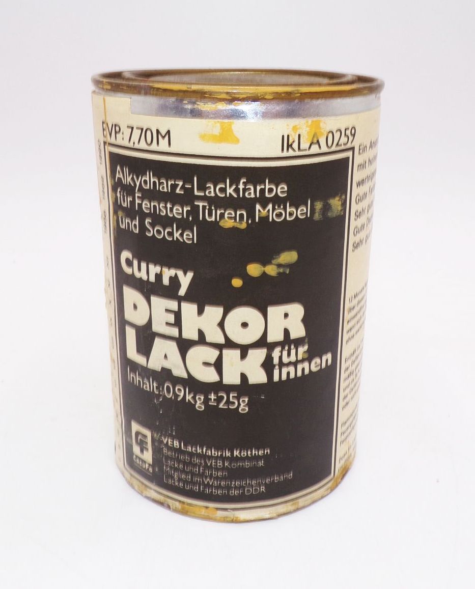 DDR Lack Dose Dekorlack Curry Farbe Reklame Sammler GDR Lackdose 