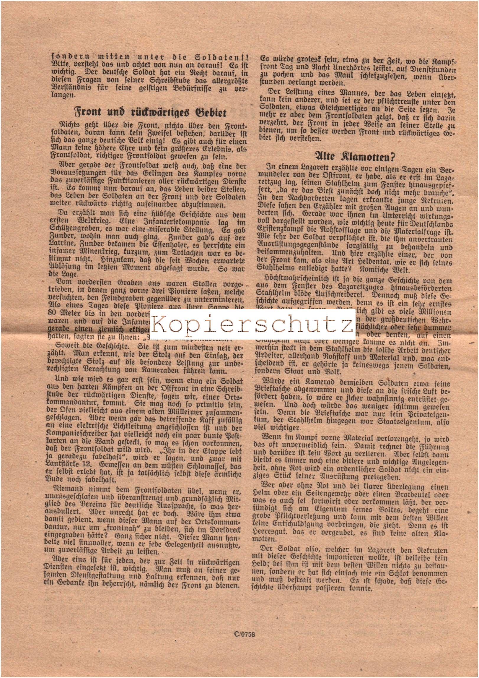 OKW Mitteilung an die Truppe Januar 1942 Nr 170 2 Weltkrieg