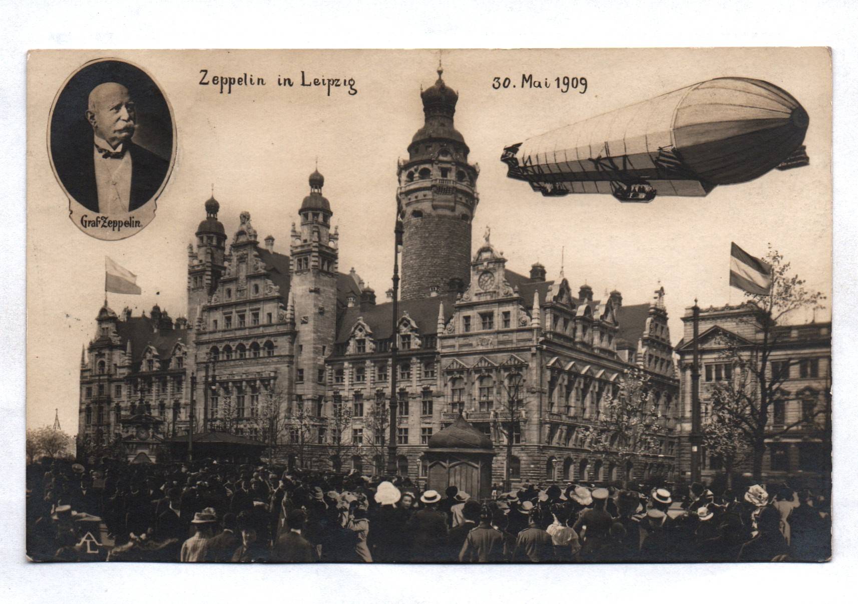 Ak Zeppelin in Leipzig 1909 
