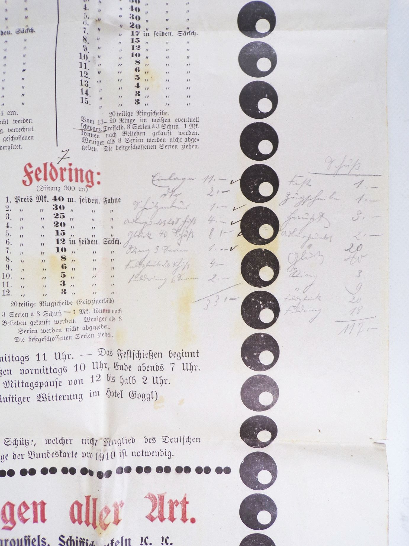 Plakat 1910 Landsberg Lech Herkomerfestschiessen Schützengesellschaft 