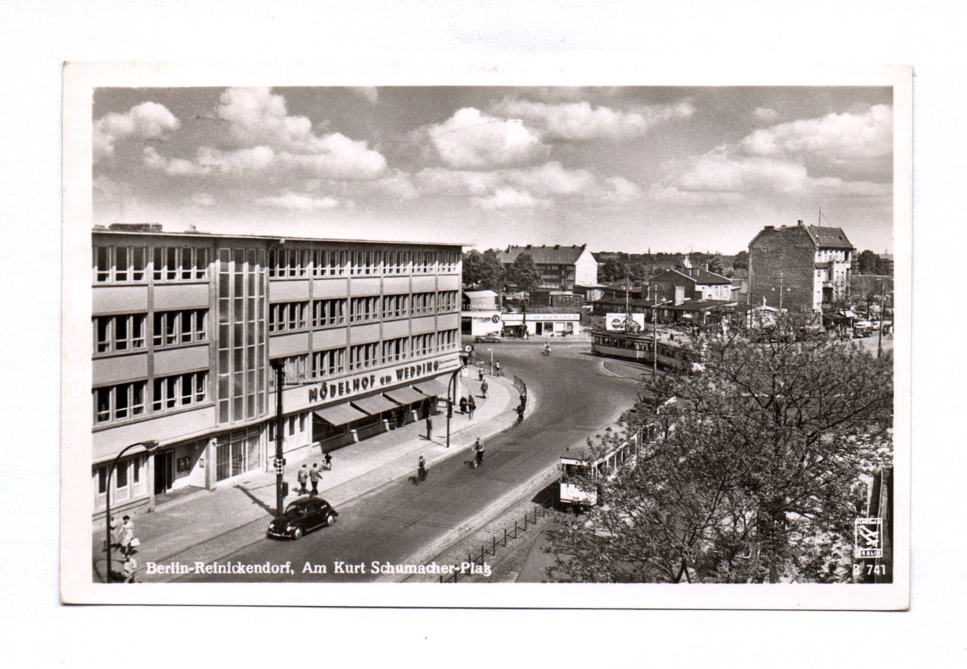 Foto Ak Berlin Reinickendorf Am Kurt Schuhmacher Platz 1956