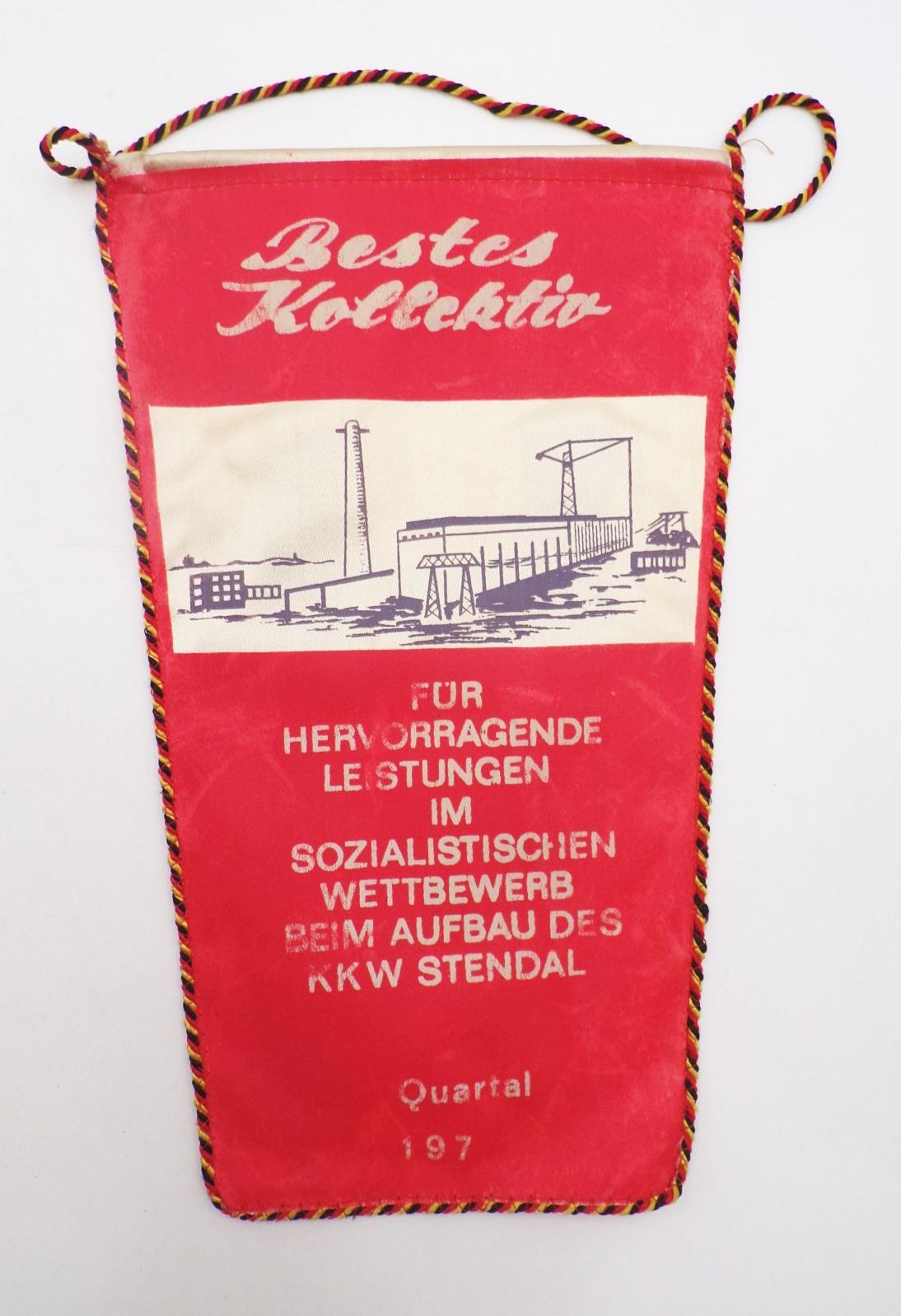 DDR Wimpel Bestes Kollektiv Aufbau des KKW Stendal 