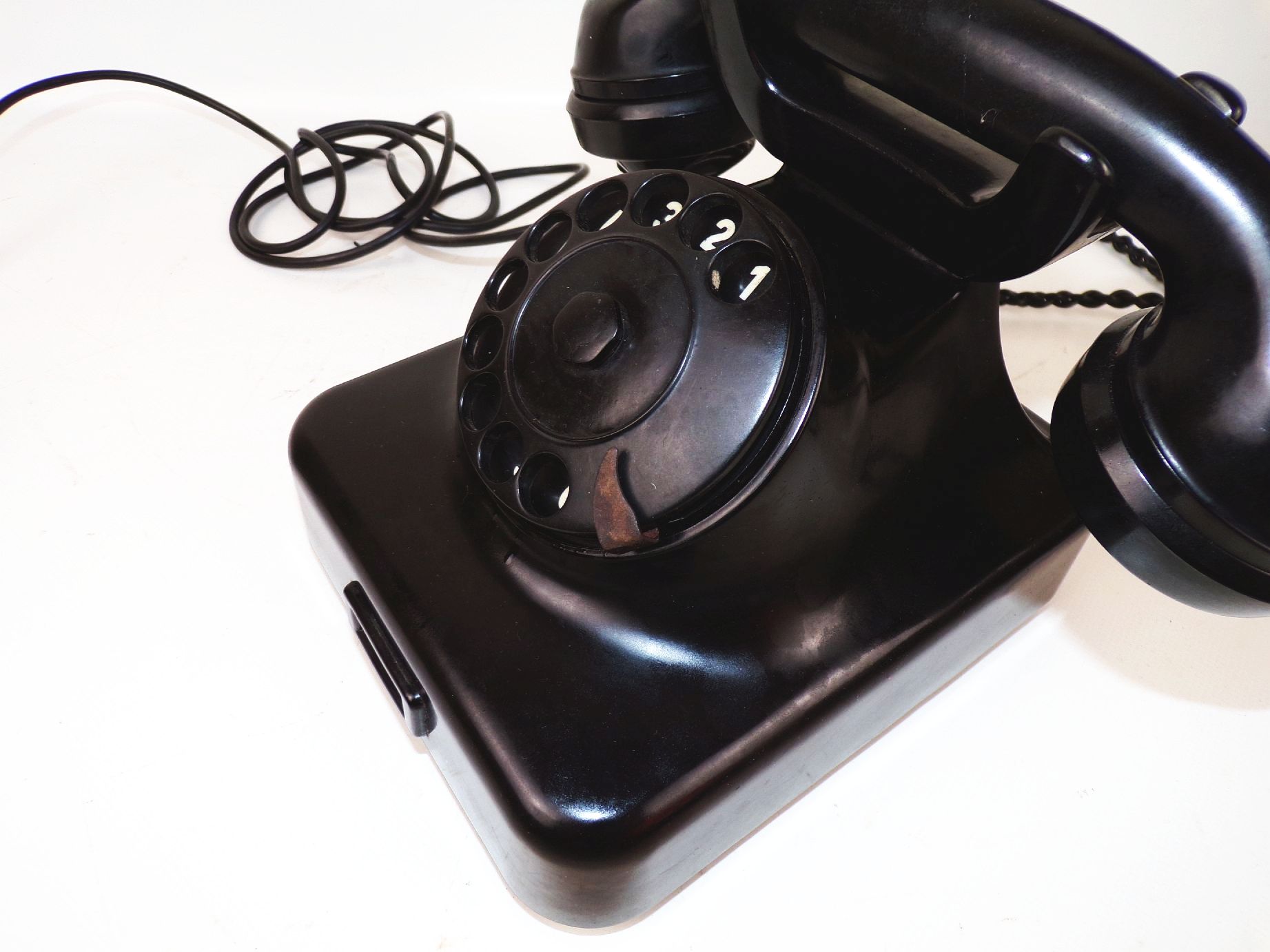 Nordfern W38 Telefon Schwarz Bakelit mit Wählscheibe true vintage