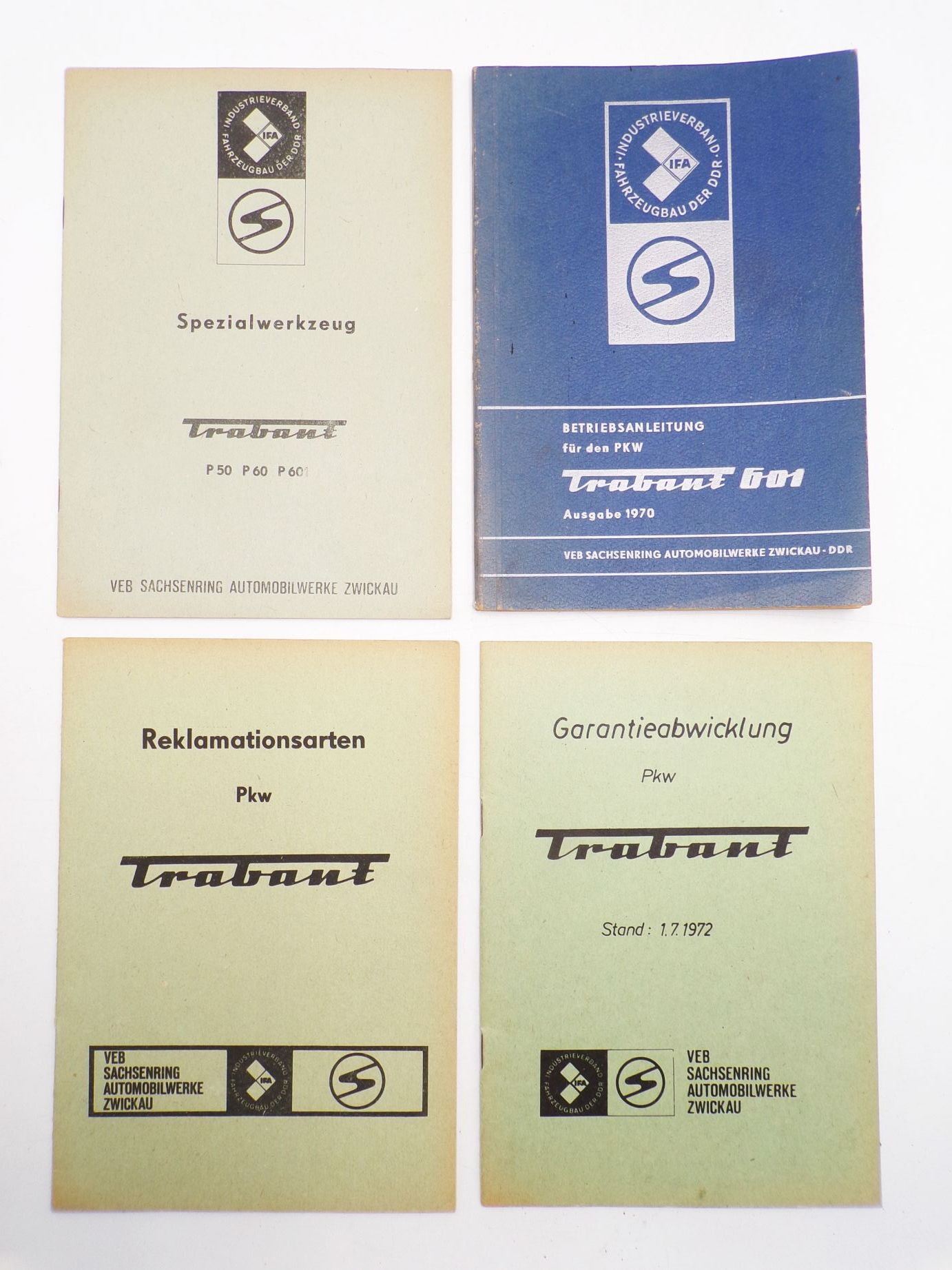 Trabant Betriebsanleitung 601 Ausgabe 1970 Garantieabwicklung Spezialwerkzeug
