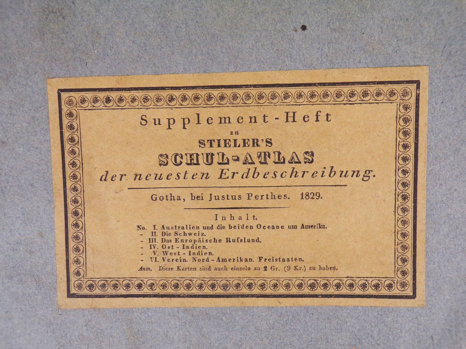 Stielers Schul Atlas 1829 kolorierte Karten