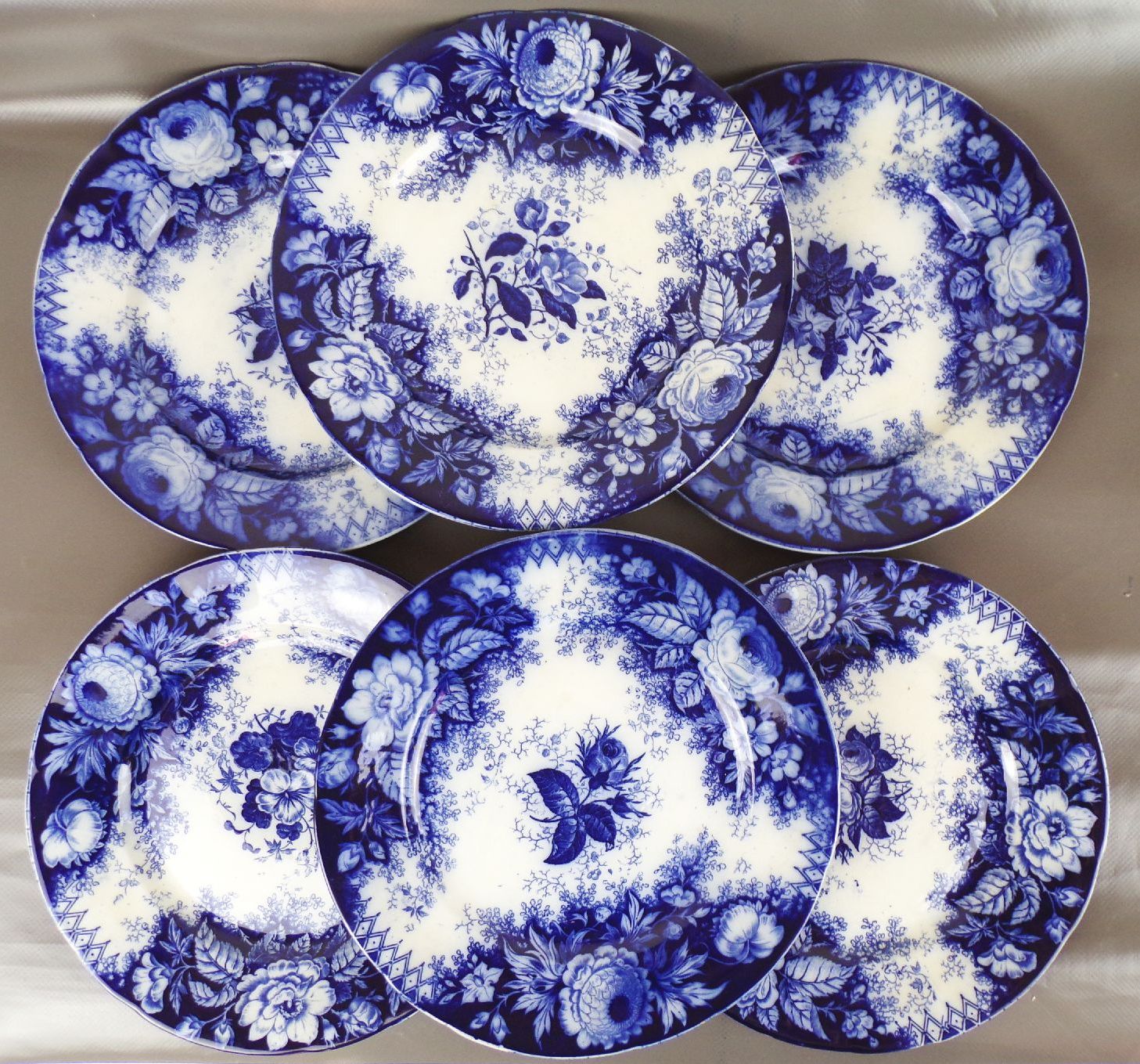 Villeroy Boch Jardiniere Blau 6 Teller Speiseteller Antik Villeroy Boch Jardiniere Blau 6 Teller Speiseteller Antik