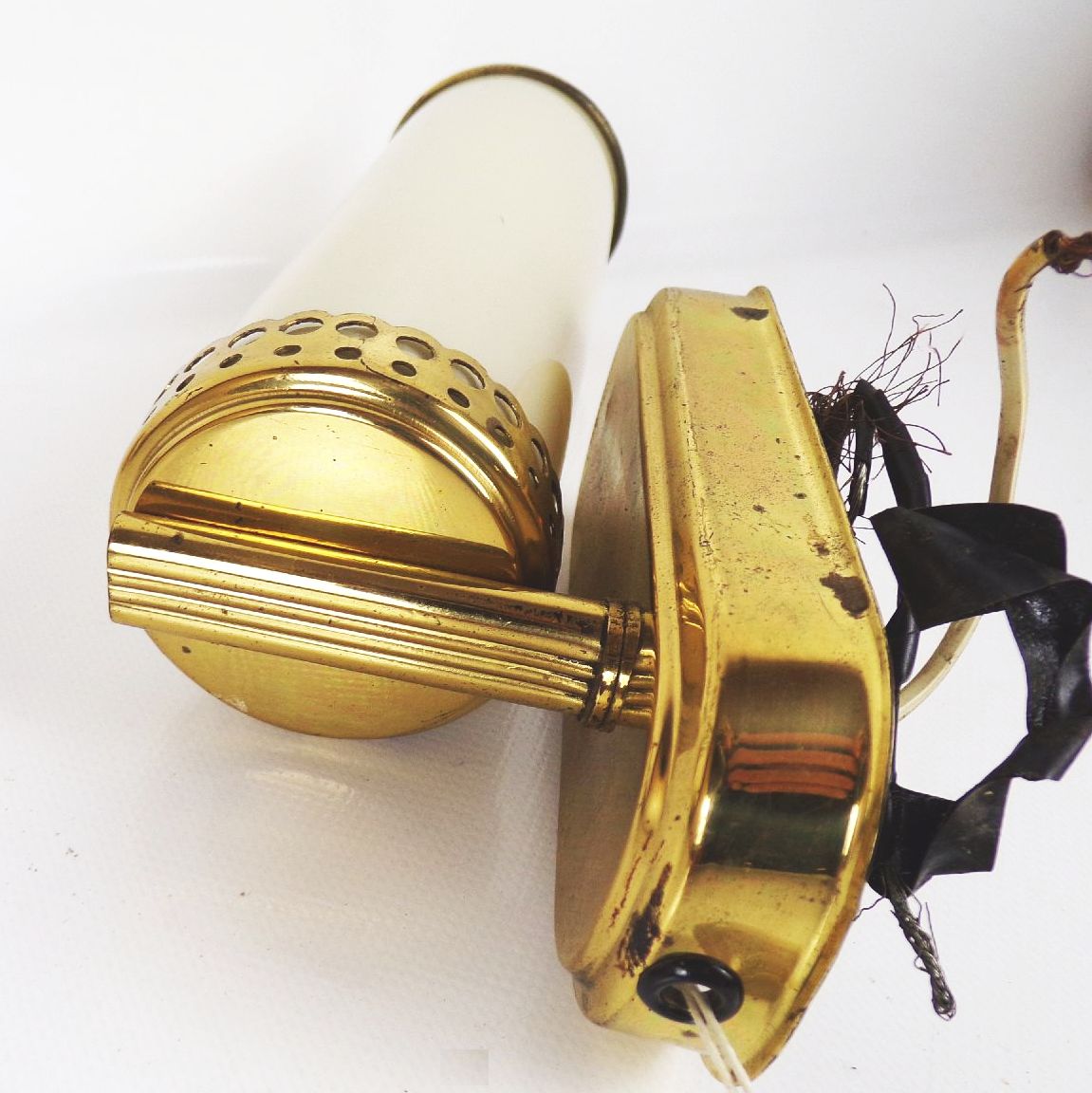 Wandleuchte 2 Stück Beige Messing Vintage E14 Set Wandlampe Mid Century