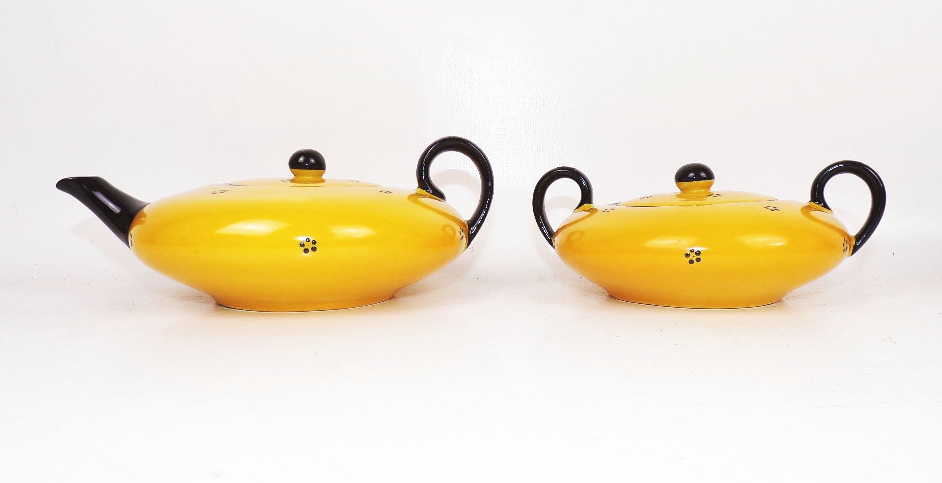 SPM Bavaria Teeservice Art Deco Schwarz Gelb Design Porzellan