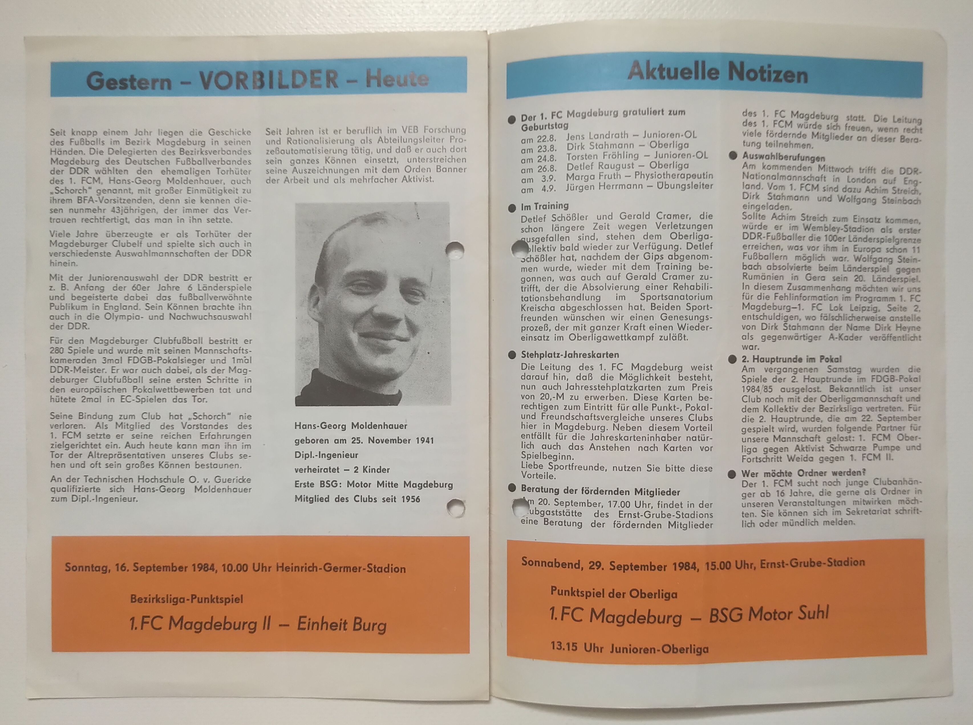Fußball Programmheft Oberliga Punktespiel FC Magdeburg Dynamo Dresden 1984