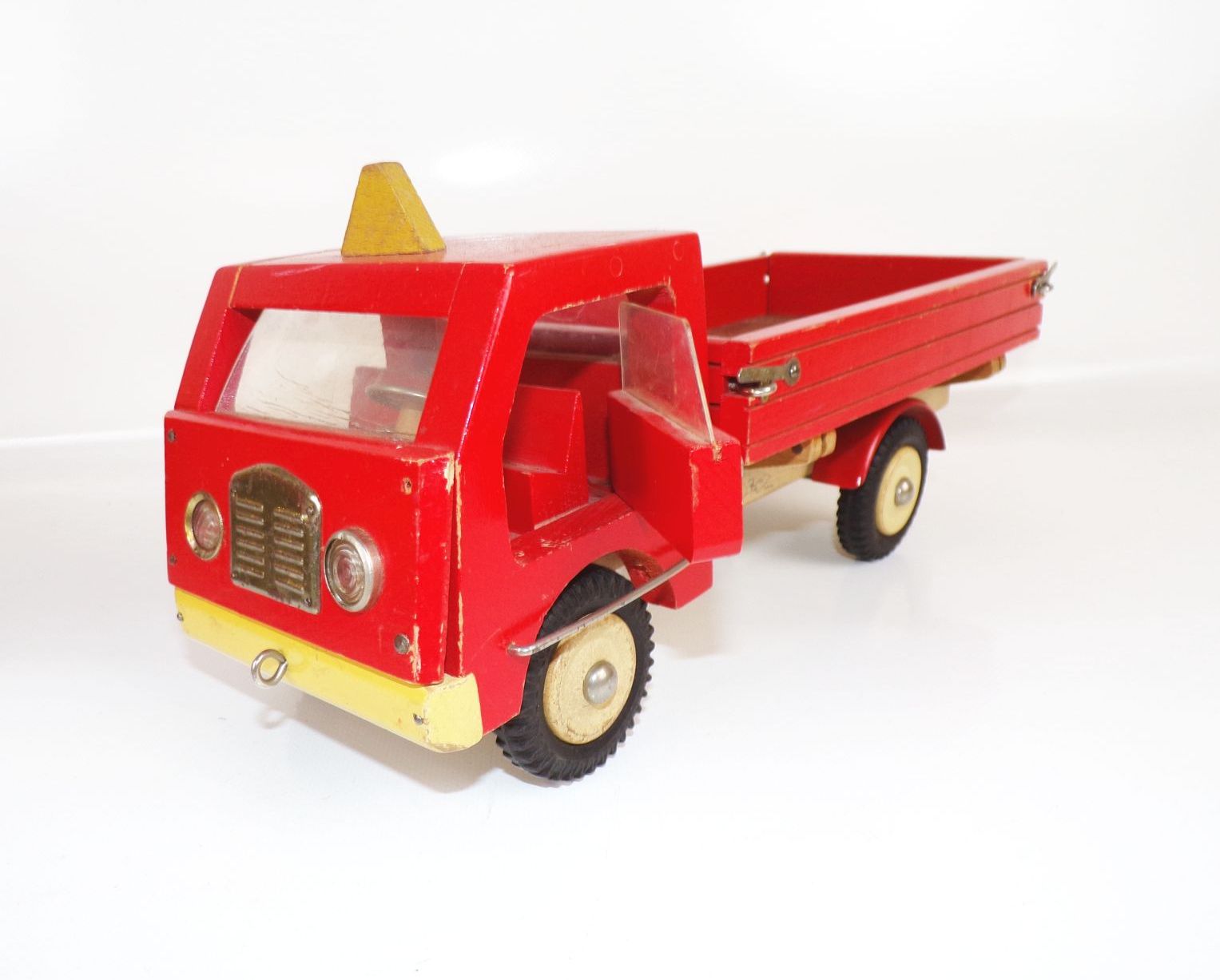 Pewesti Laster LKW mit Anhänger Rot DDR Holzspielzeug Pewesti Laster LKW mit Anhänger Rot DDR Holzspielzeug