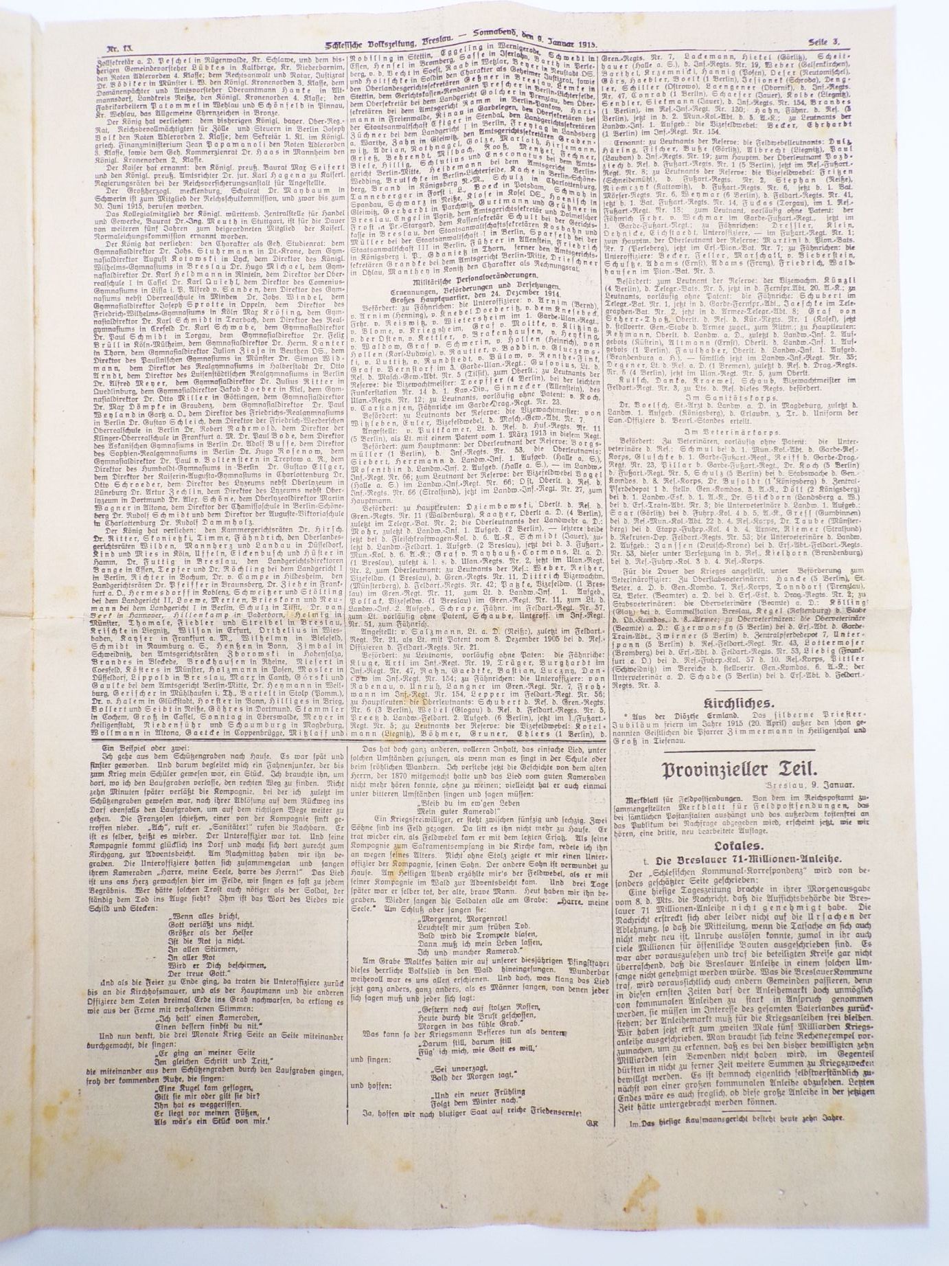 Schlesische Volkszeitung 1915 Nr 13 Schiffsunfälle am Humber Russische Generäle