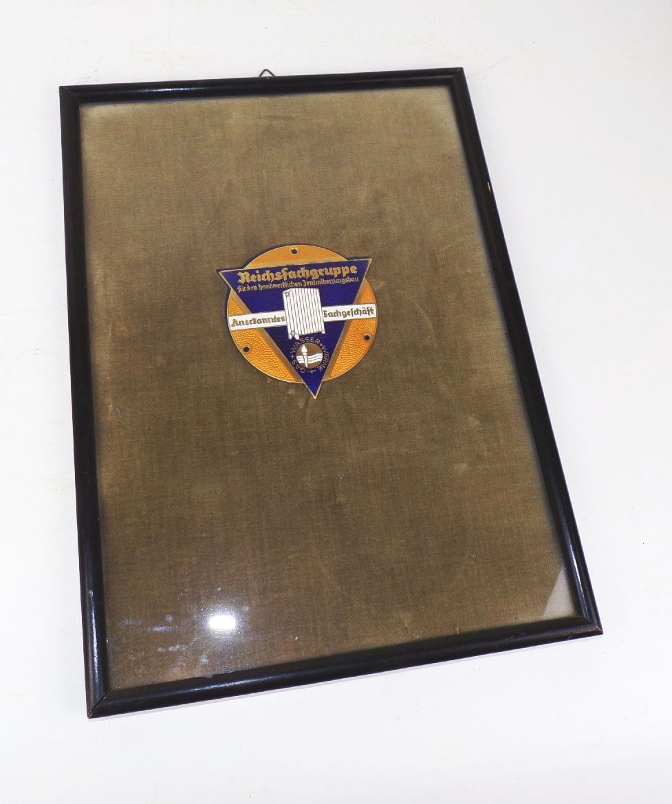 Alte Plakette Reichsfachgruppe Zentralheizungsbau Klempner Emaille Türschild Alte Plakette Reichsfachgruppe Zentralheizungsbau Klempner Emaille Türschild