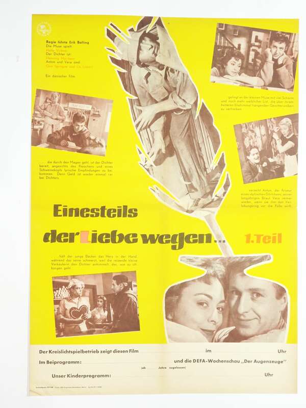 Altes Filmplakat Einesteils der Liebe wegen 1 Teil 1960 Ove Sprogoe