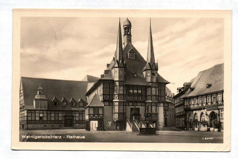 Foto Ansichtskarte Wernigerode Harz Rathaus Ak DDR 1956