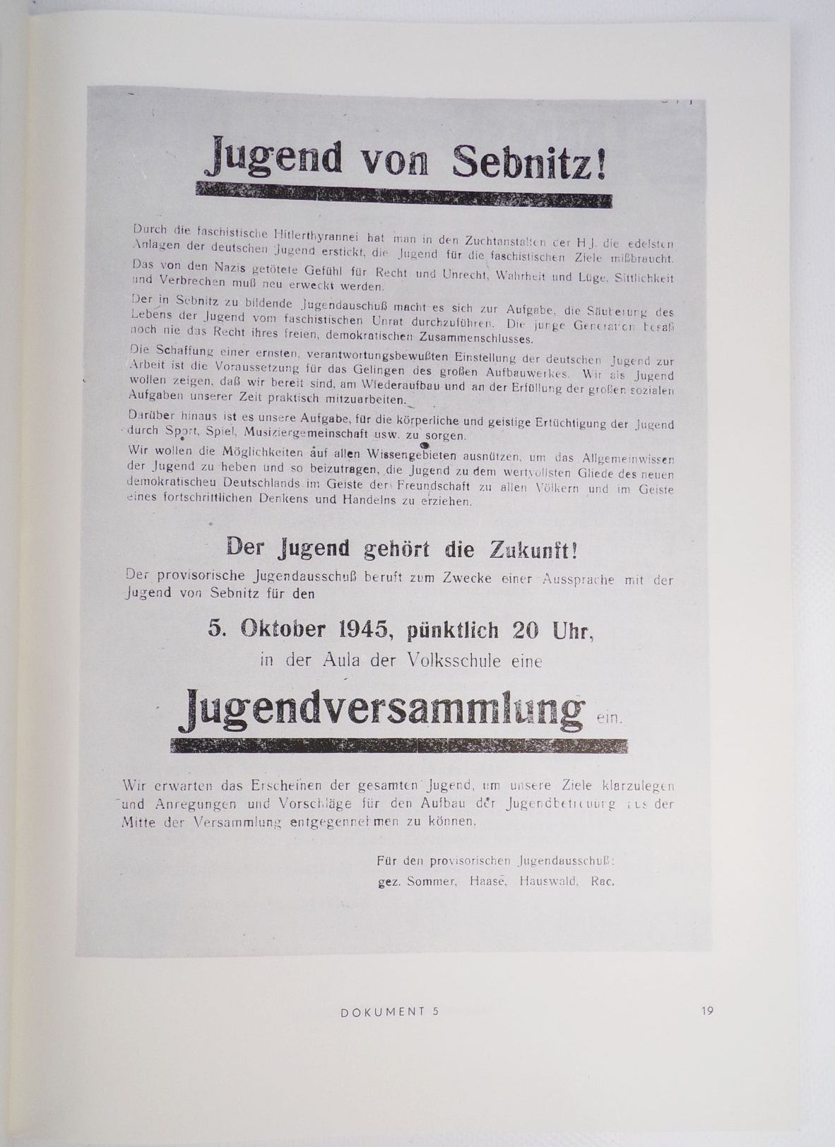 Die FDJ des heutigen Bezirks Dresden im Kampf um Frieden Demokratie 