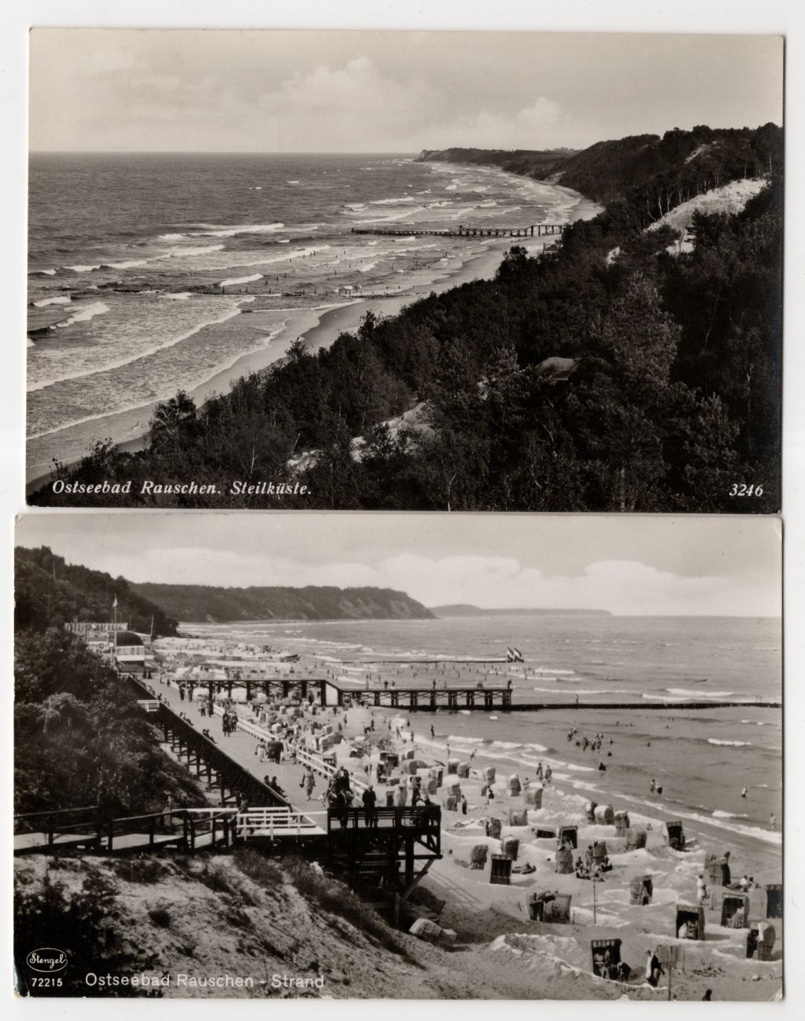 2 x Ak Ostseebad Rauschen Ostpreußen Steilküste Stand 1938 Cranz