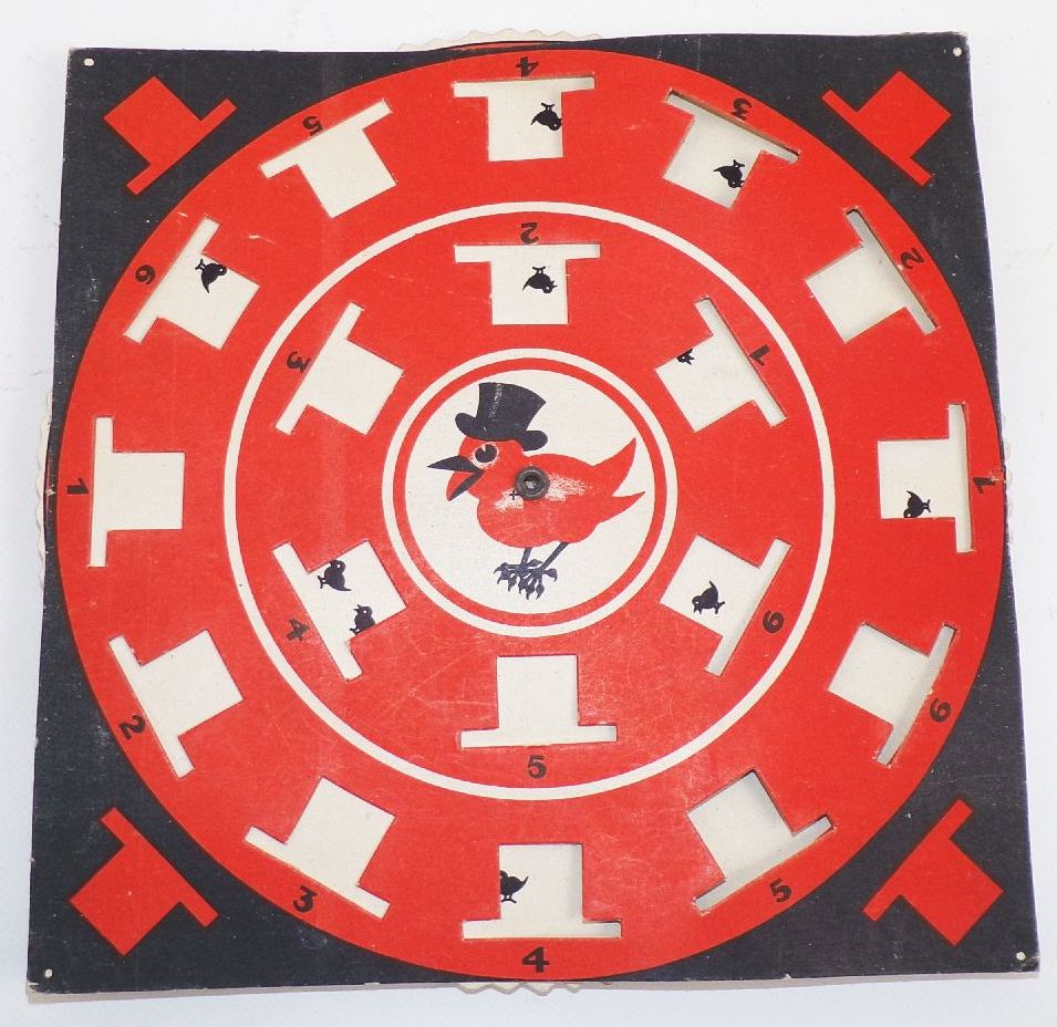 Spatzen unterm Hut Goebel Spiel um 1930 Drehscheibe 