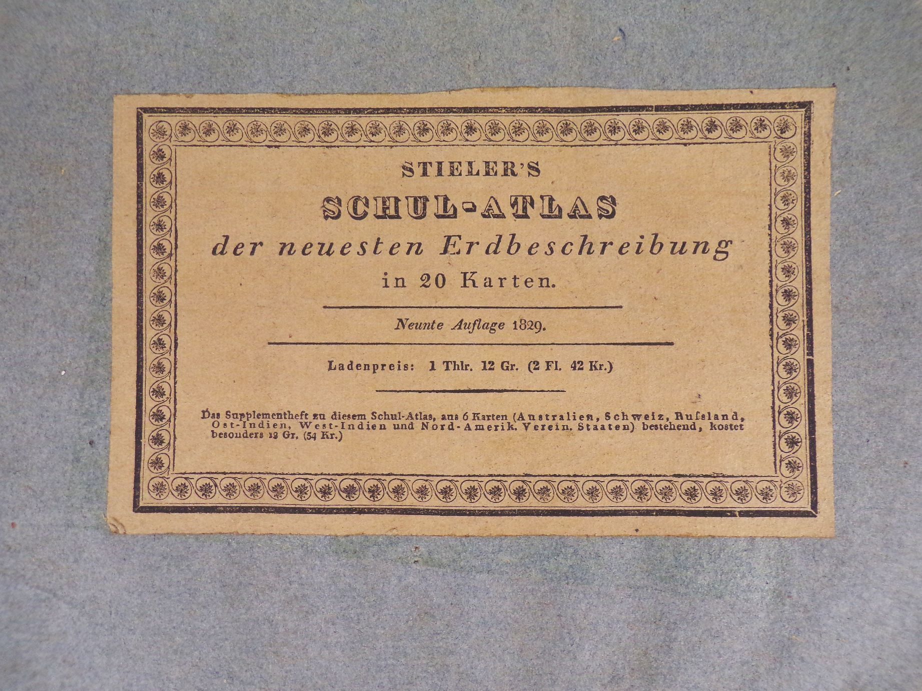 Stielers Schul Atlas 1829 kolorierte Karten