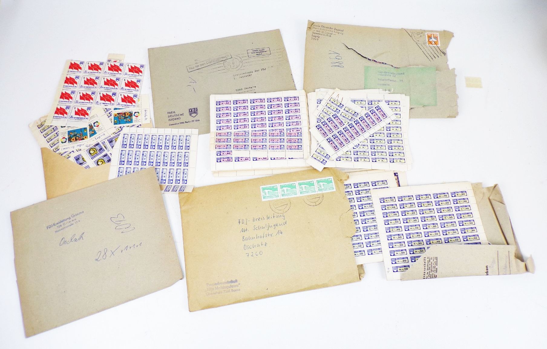 Konvolut FDJ Beitragsmarken Marken Spendenmarken Bögen