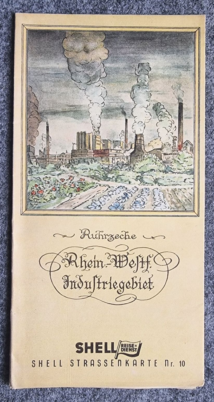 Shell Straßenkarte Nr 10 Ruhrzeche Rhein Westfalen Industriegebiet 1930er Landkarte Shell Straßenkarte Nr 10 Ruhrzeche Rhein Westfalen Industriegebiet 1930er Landkarte
