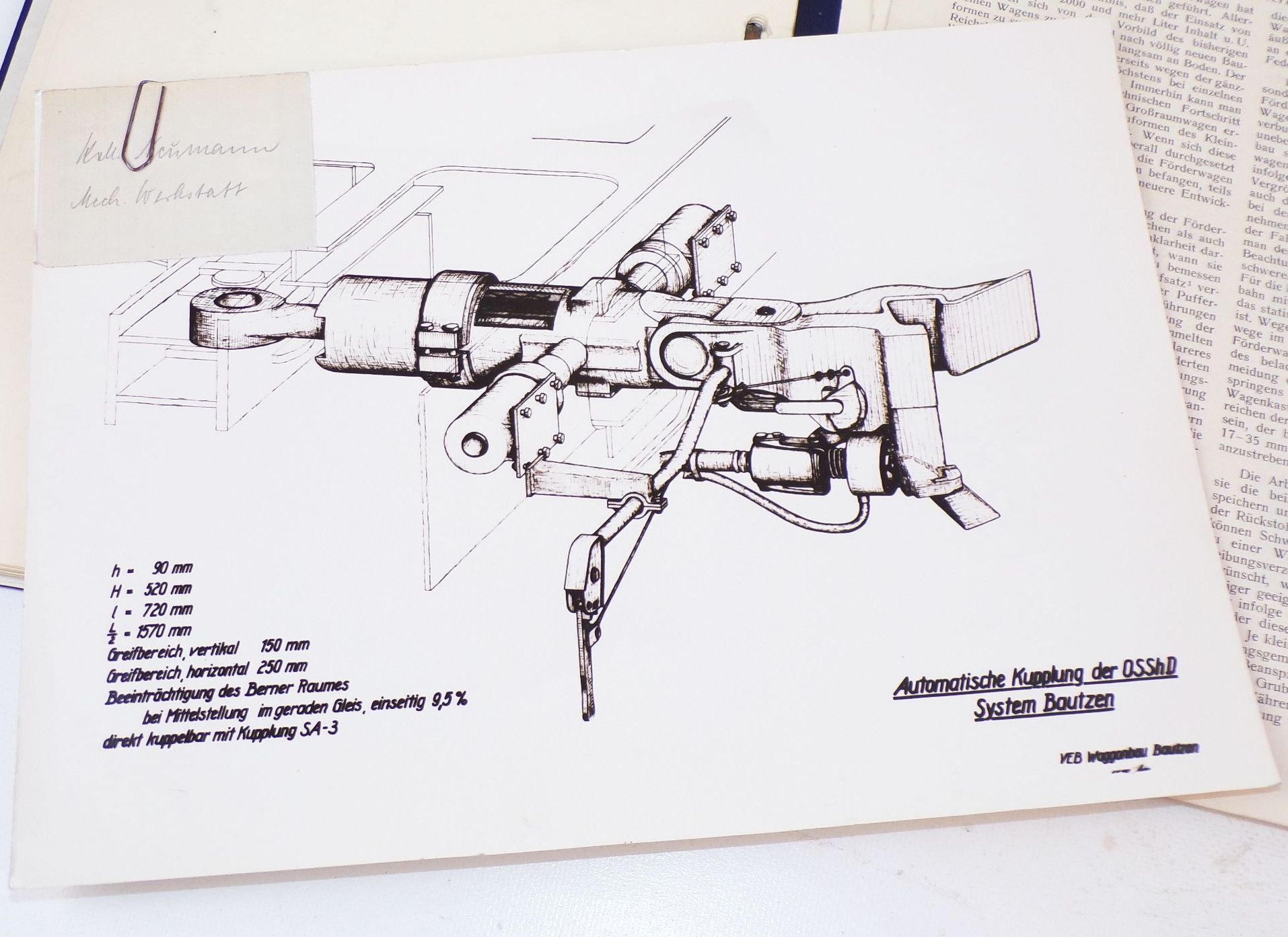 Waggonbau Bautzen Automatische Mittelpufferkupplung DDR mit Patent 
