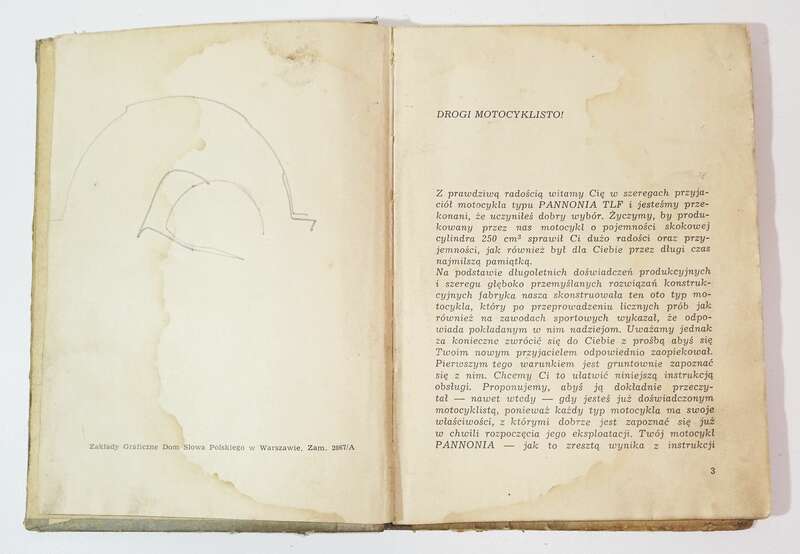Betriebsanleitung Motorrad Pannonia de Luxe 250 Polnisch Original 1957