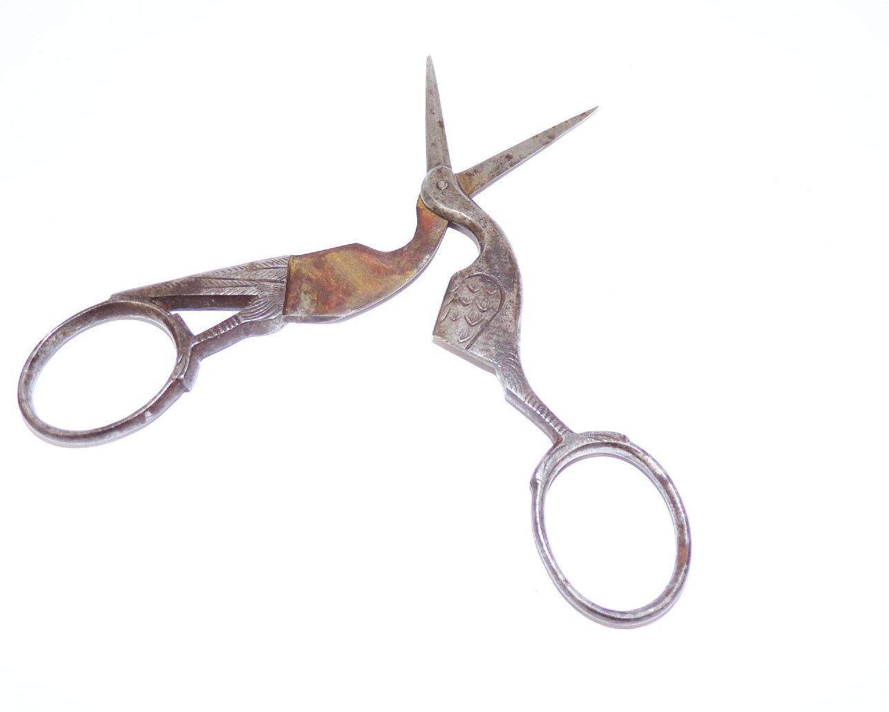 Alte Schere für Nabelschnur Geburtshilfe Hebamme Storch Nabelschnurschere