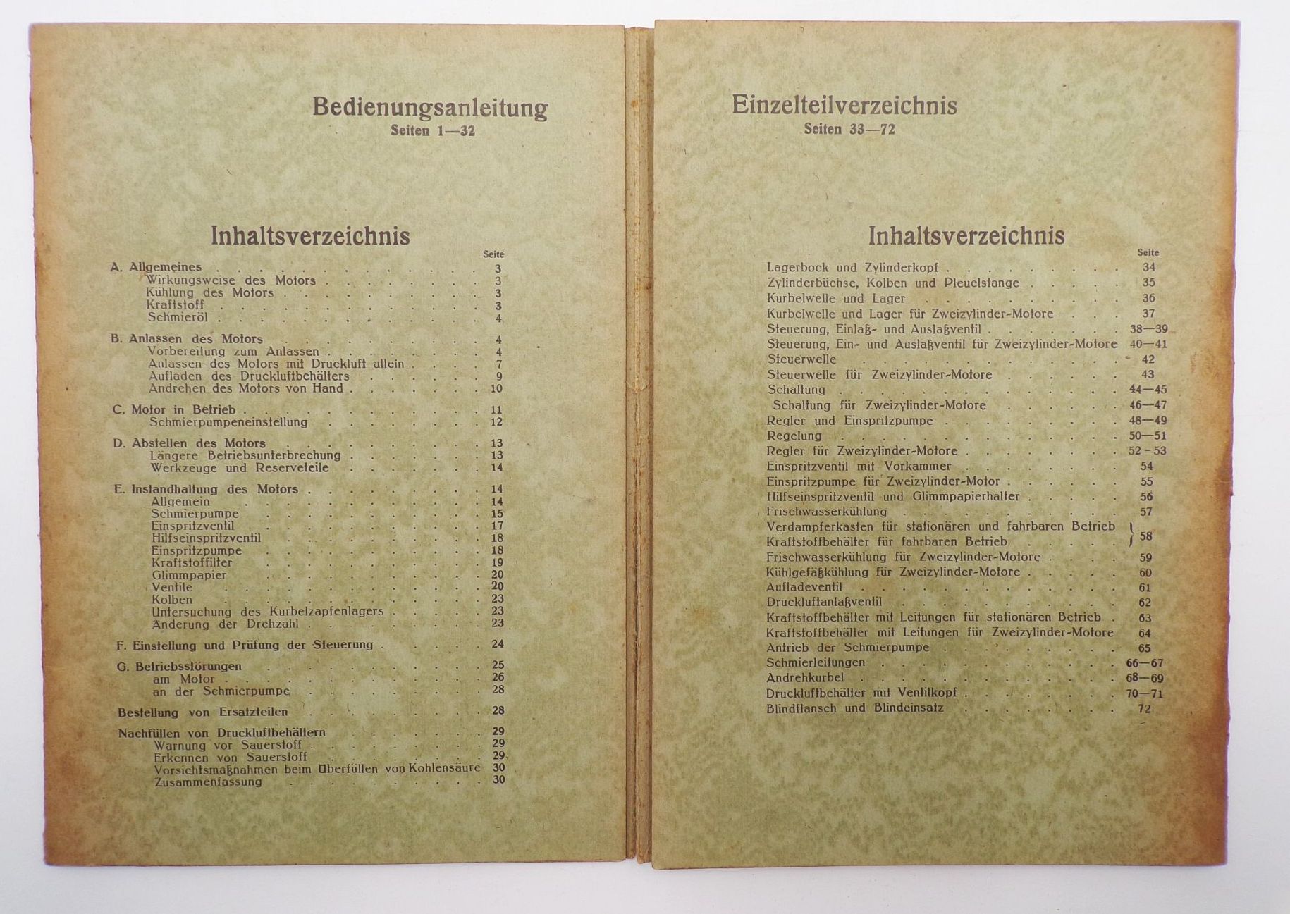 Bedienungsanleitung Einzelteilverzeichnis Deutz Dieselmotor