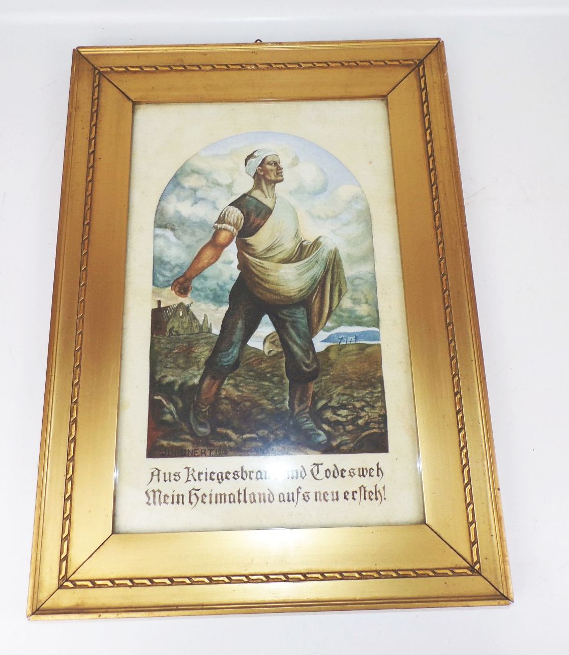 Aquarell Junker 1 Wk Aus Kriegesbrand und Todesweh Heimatland WW1 Bilderrahmen