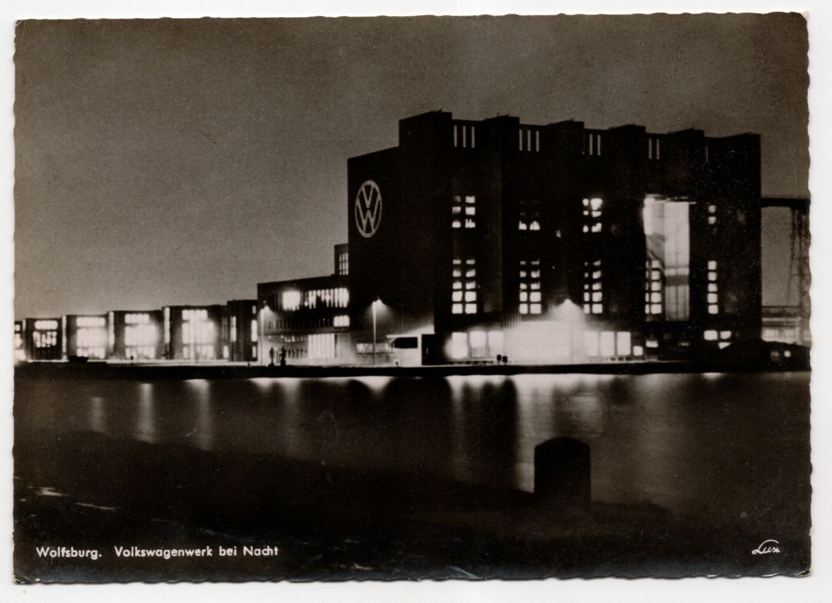 Ak Wolfsburg Volkswagenwerk bei Nacht 