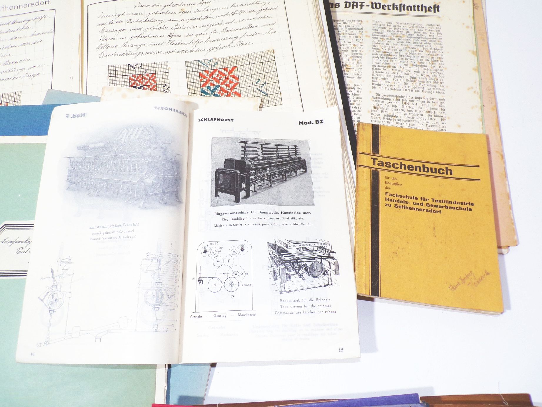 Konvolut Textilfacharbeiter Weber Ausbildung Hefter Hefte Bindungslehre