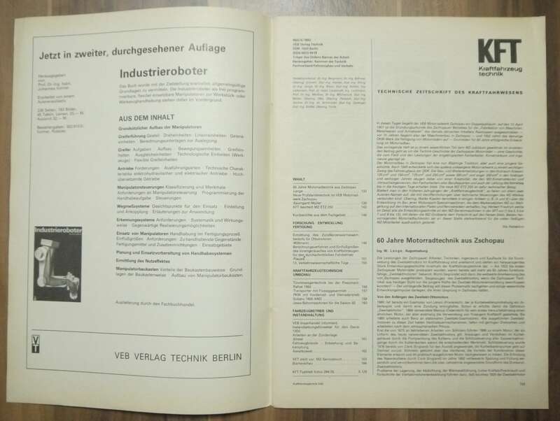 KFT Mail 1982 DDR Zeitschrift 60 Jahre MZ Motorradtechnik MZ ETZ 250
