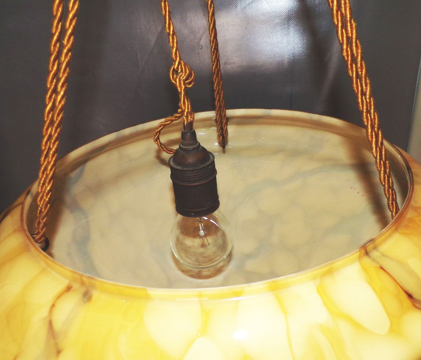 Alte Schalenlampe Art Deco E27 Marmor Optik Deckenleuchte 