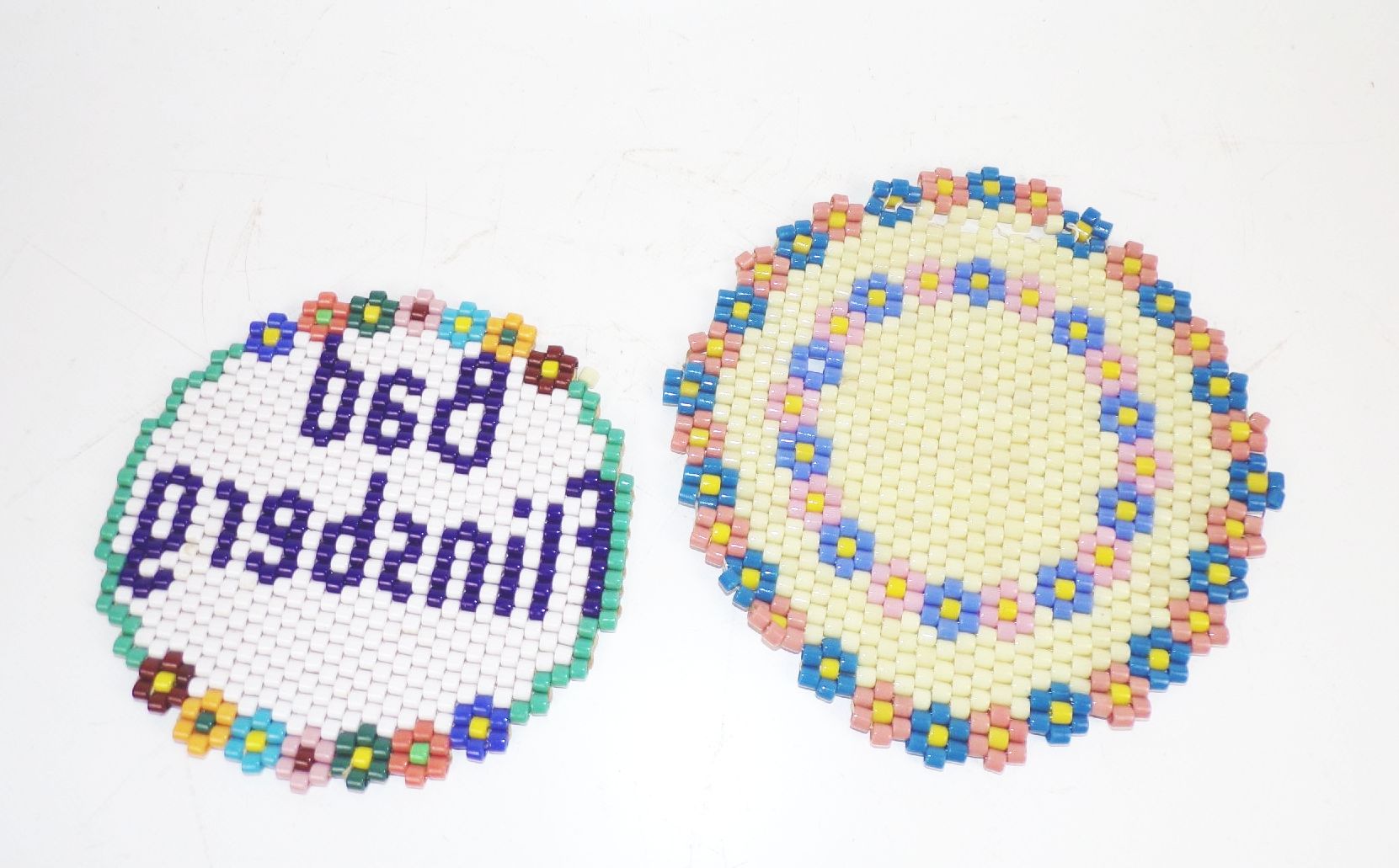 Vintage Topfuntersetzer Glasperlen Bad Flinsberg Schlesien Untersetzer handmade