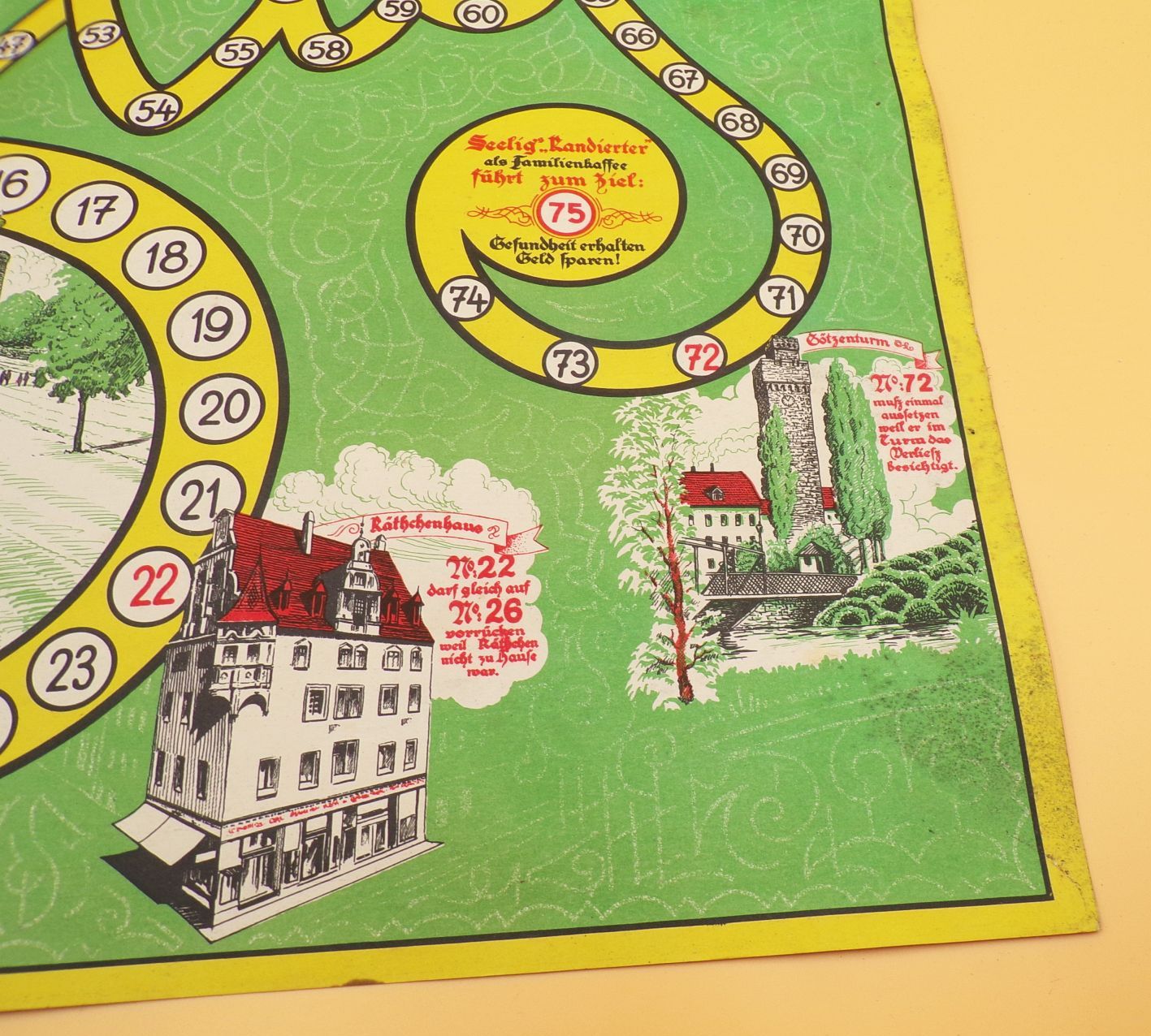 Altes Reklame Spiel Seelig Kaffee Werbung Spielplan um 1930