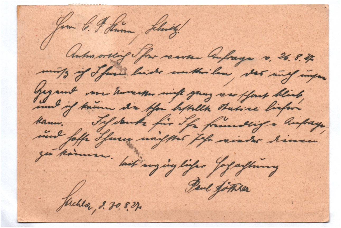 Werbe Postkarte Paul Böttcher Gartenbau Betrieb Strehla a Elbe 1927 Werbe Postkarte Paul Böttcher Gartenbau Betrieb Strehla a Elbe 1927