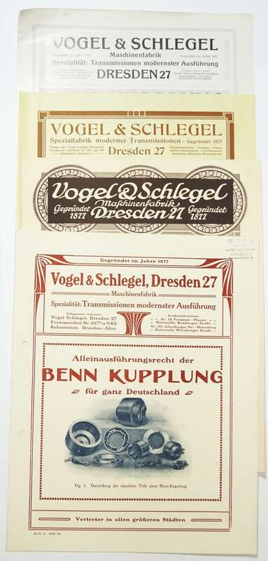 Vogel Schlegel Maschinenfabrik Dresden Werbe Blätter Prospekt um 1910