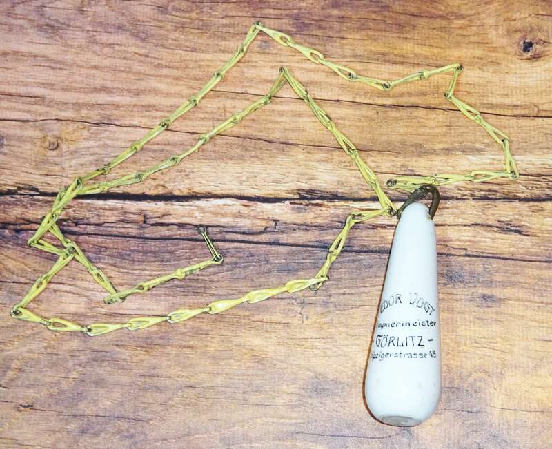 Alter Porzellan WC Griff Fedor Vogt Klempner Görlitz Reklame Klogriff Zieher