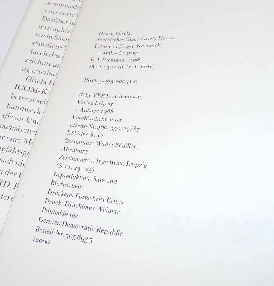 Sächsisches Glas Gisela Haase Buch 1988 EA