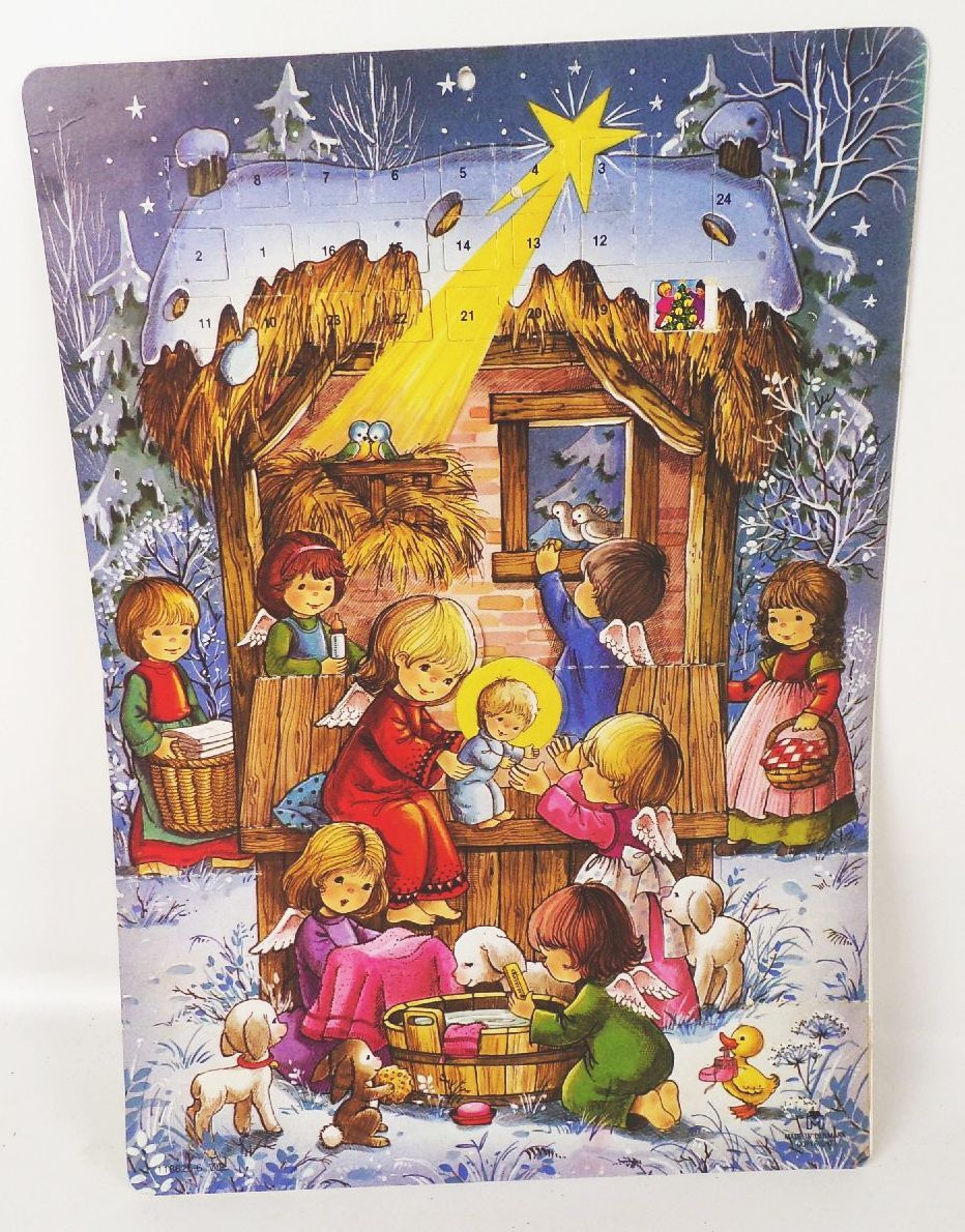 Alter Adventskalender Krippe Made in Denmark 