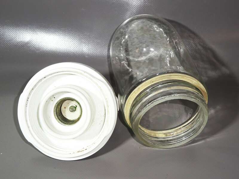 Alte Glaskolbenlampe Glas Porzellan Deckenlampe Pendelleuchte Vintage