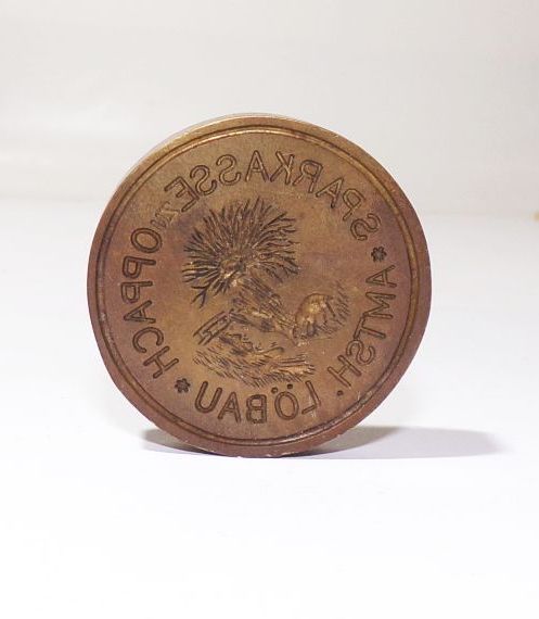 Alter Messing Stempel Sparkasse Löbau Oppach