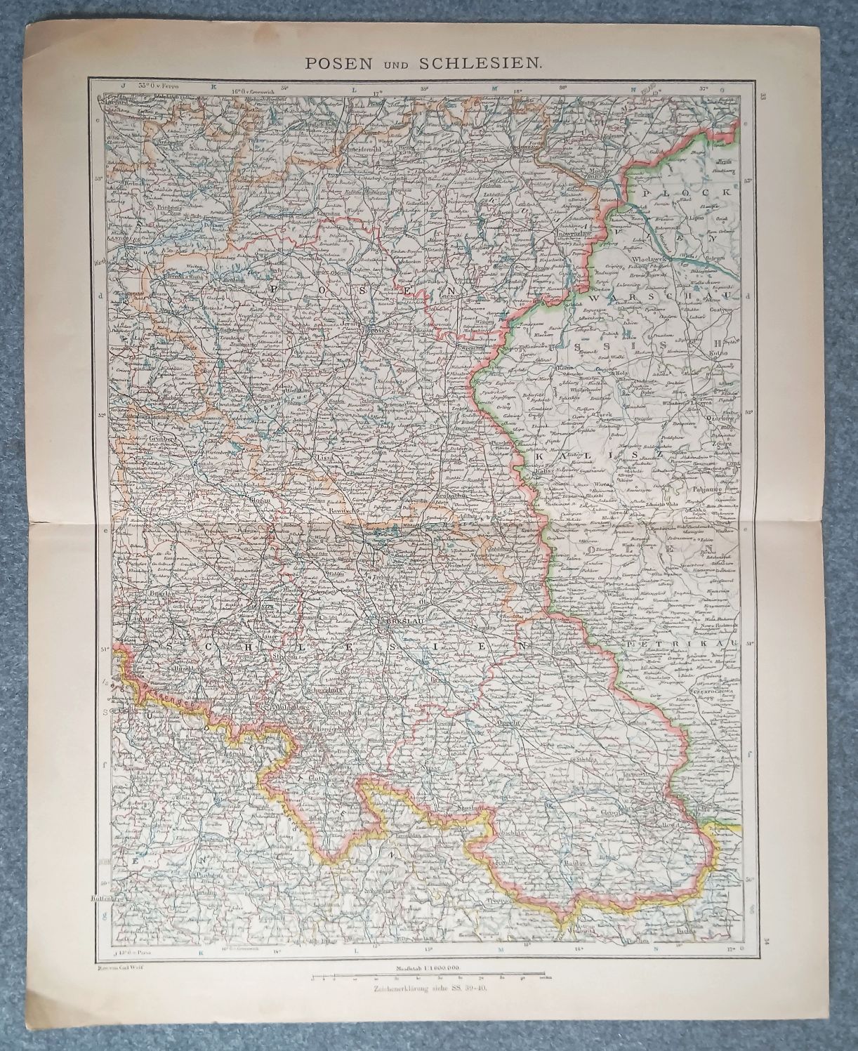 Alte Litho Landkarte Sachsen Posen und Schlesien Carl Wolf Alte Litho Landkarte Sachsen Posen und Schlesien Carl Wolf