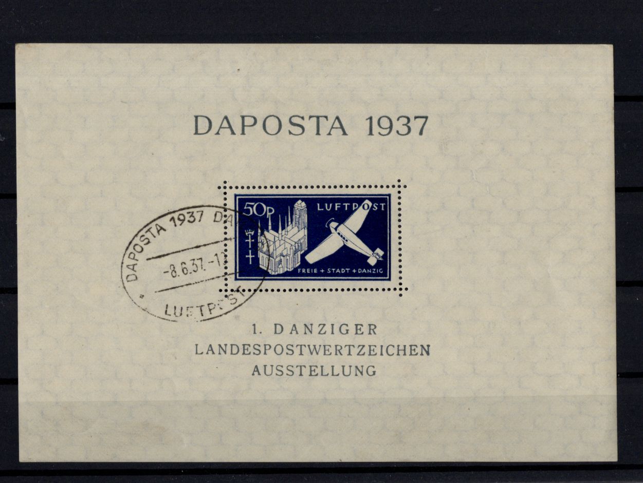 Danzig Block 1 auf Grossbrief plus Block 2 gestempelt Daposta 1937 Danzig Block 1 auf Grossbrief plus Block 2 gestempelt Daposta 1937