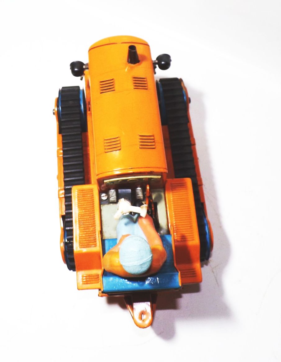 MSB Raupe Raupenschlepper mit Fahrer Orange DDR Spielzeug