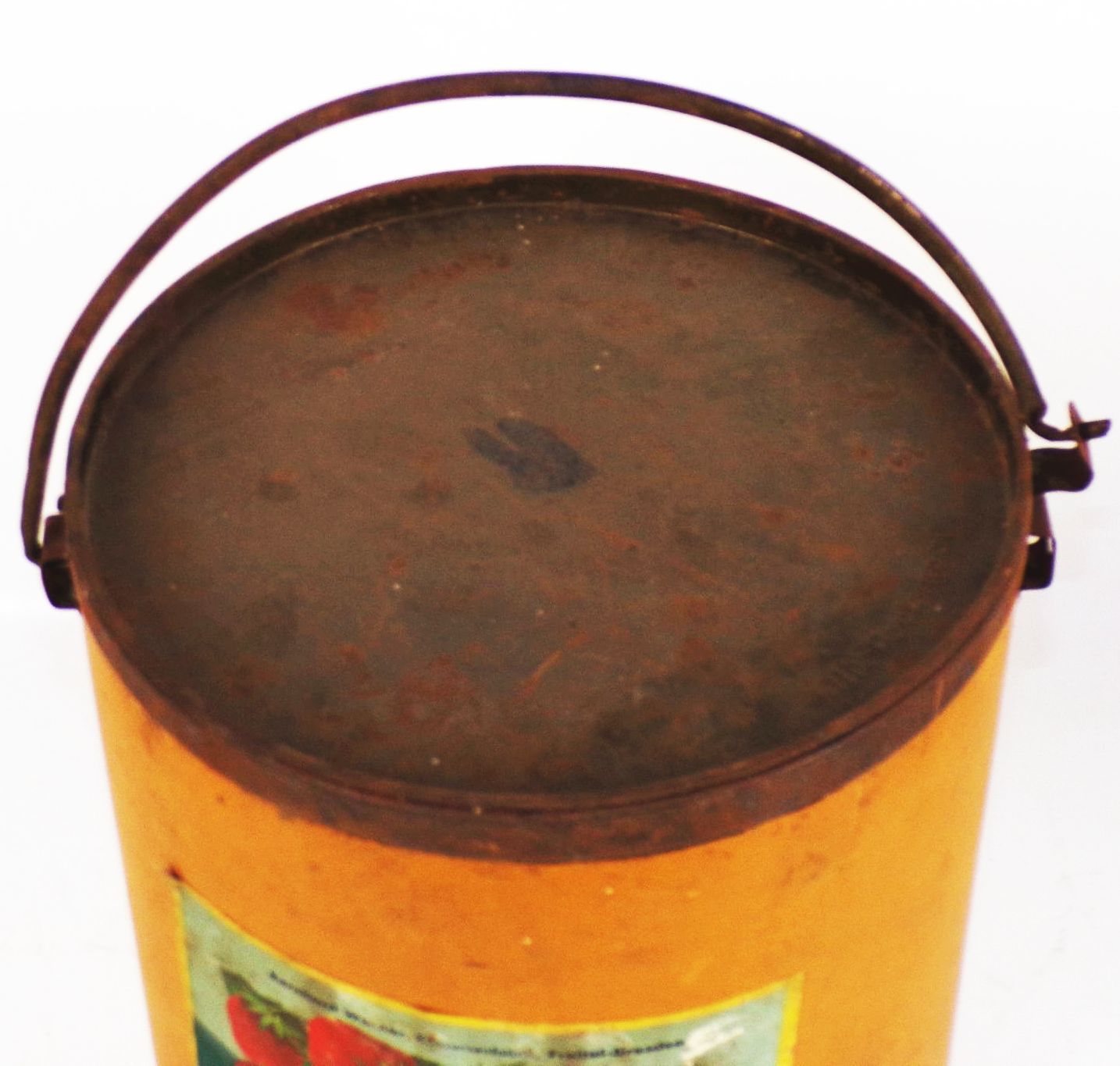 Alter Eimer Erdbeer Konfitüre Blech Pappe 1950er Etikett Laden Deko 