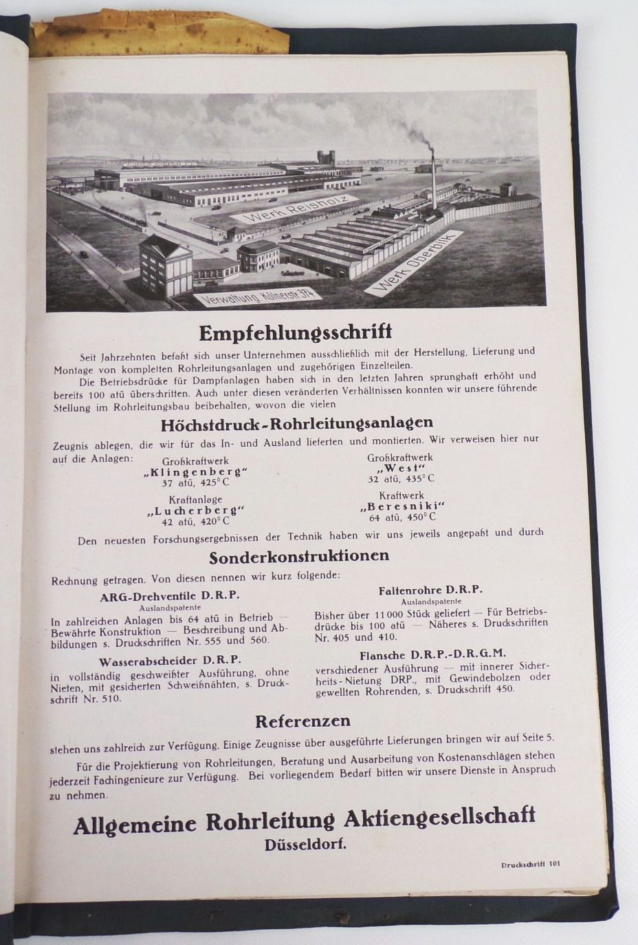 Hefter Allgemeine Rohrleitung Aktiengesellschaft Düsseldorf ARG um 1935