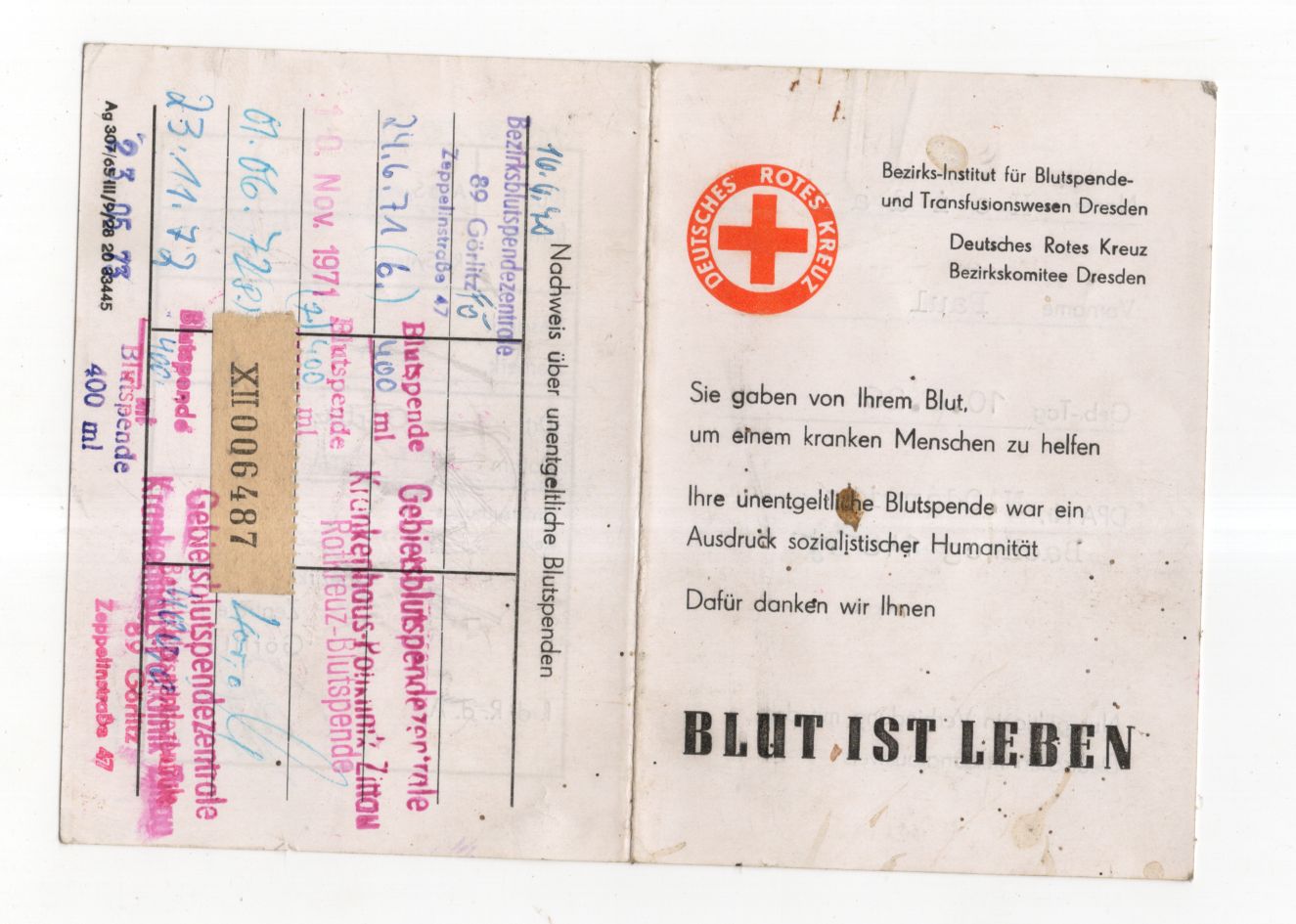 Urkunden Nachlass Rot Kreuz Ehrenurkunde Blutspendeabzeichen alle Stufen