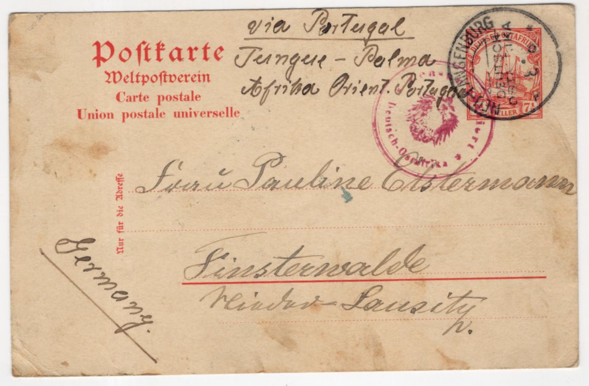 DR Ganzsache Deutsch Ostafrika Kolonie 1915 Neu Langenburg Stempel