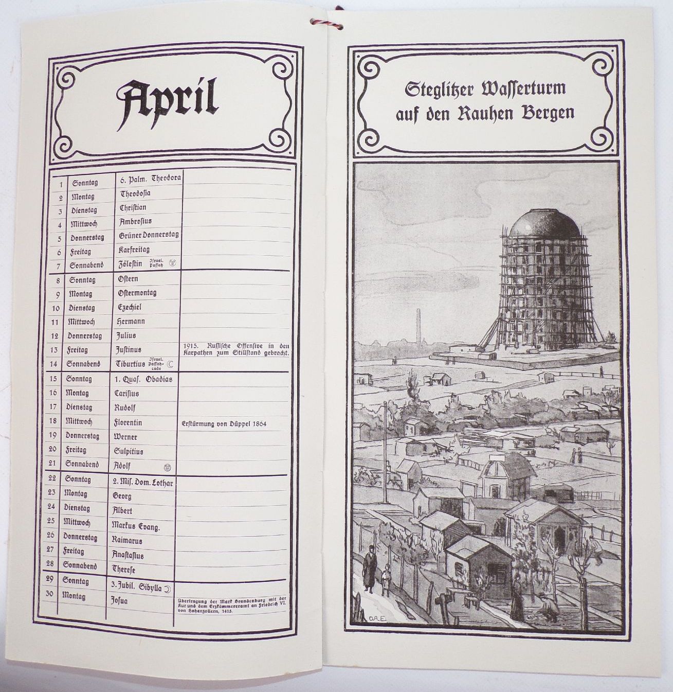 Berliner Kalender 1917 Verein für Geschichte Berlins 